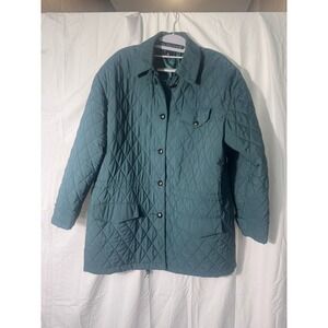 Lizsport Vintage Quilted Barn Jacket Teal Green Diamond Quilt Coat Womens Medium